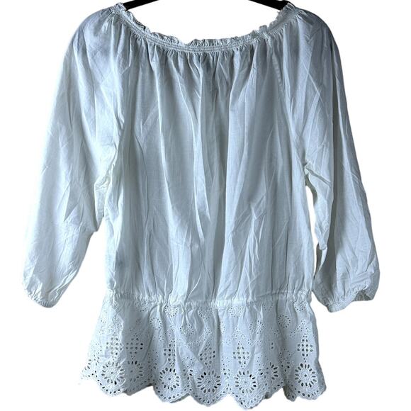 Lauren Ralph Lauren Wm Sz Medium Fairy Cottagecore Prairie Tie Detail Lace Top - Picture 2 of 9